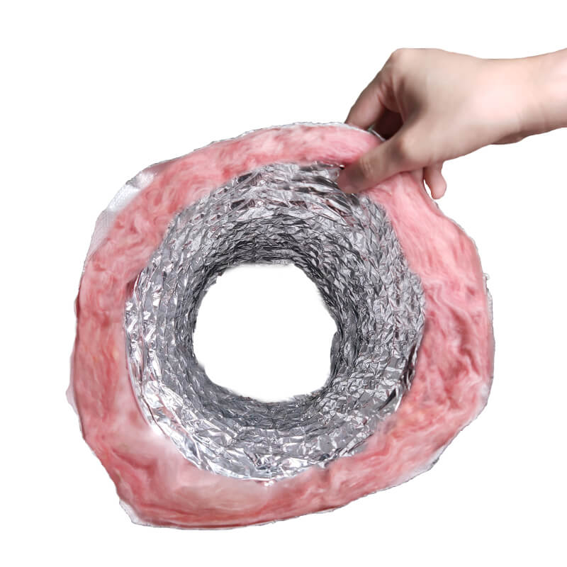 Hvac R6 R8 Aluminium Insulated Ducting Pipe Pink Fiberglass Insulation Flexible Duct IFD-US