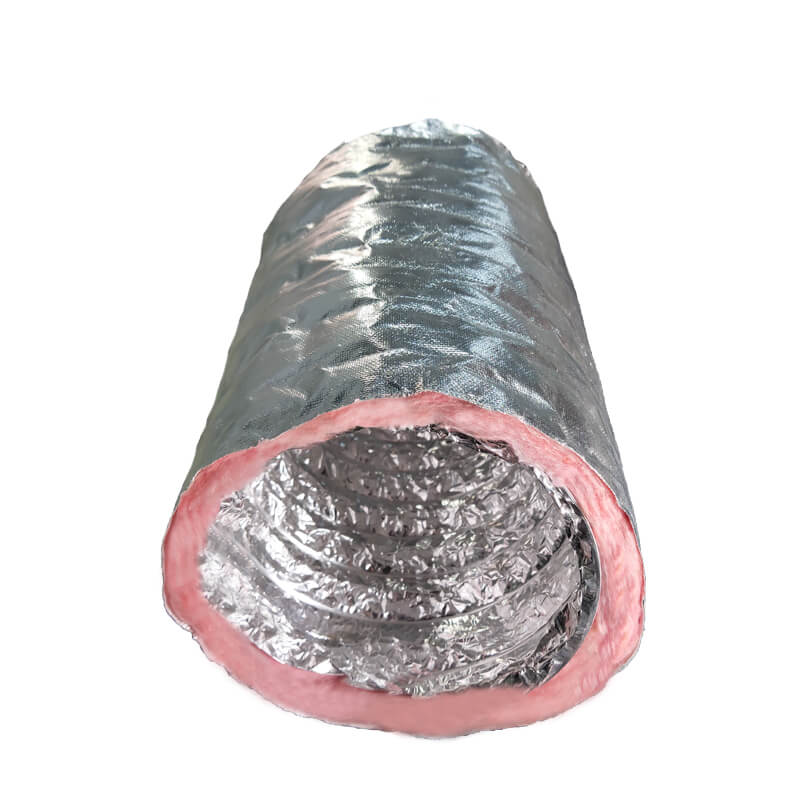 Hvac R6 R8 Aluminium Insulated Ducting Pipe Pink Fiberglass Insulation Flexible Duct IFD-US