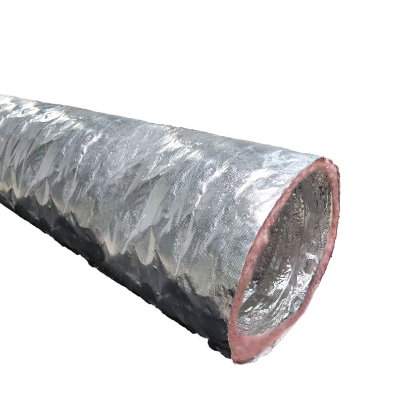 Hvac R6 R8 Aluminium Insulated Ducting Pipe Pink Fiberglass Insulation Flexible Duct IFD-US
