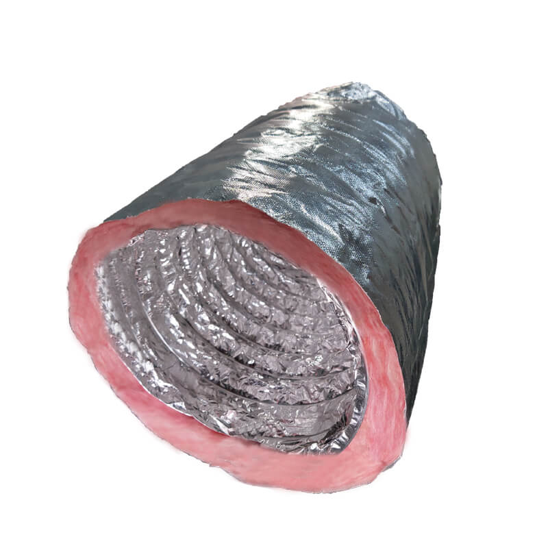 Hvac R6 R8 Aluminium Insulated Ducting Pipe Pink Fiberglass Insulation Flexible Duct IFD-US