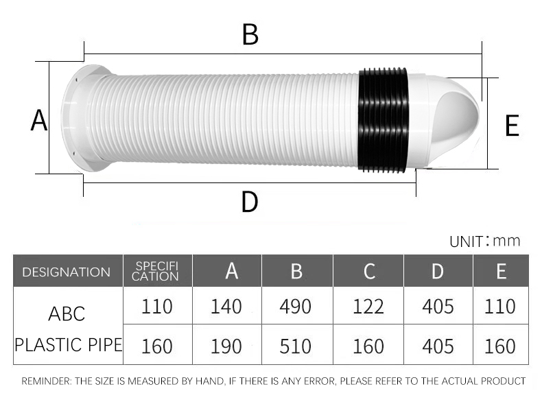 Hot sale HVAC ventilation  ABS Plastic Pipe Duct Wall indoor installation ventilation duct through wall