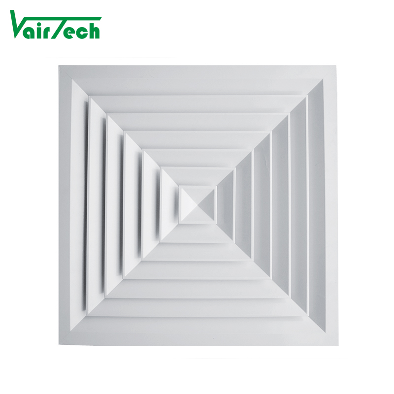 Factory Price Air Conditioning Aluminum 4 Way Air Diffuser square Ceiling Air Diffuser For Hvac