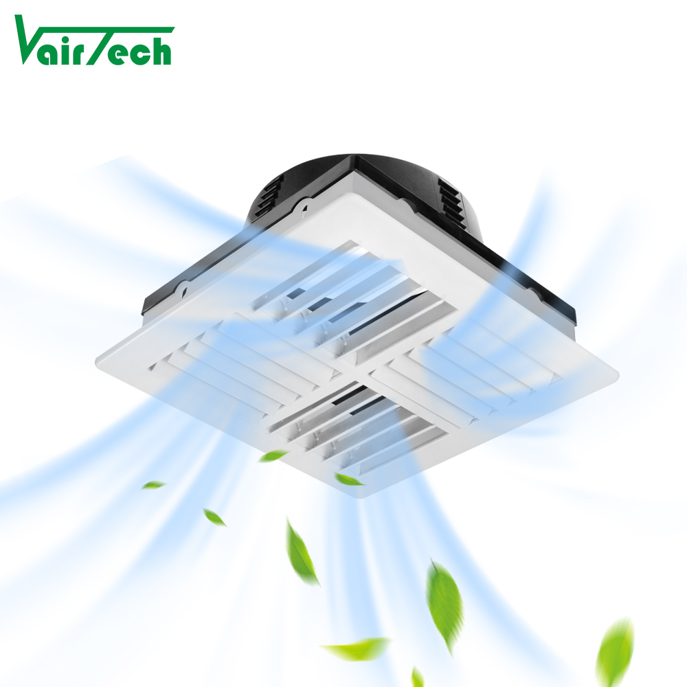 Detachable Square Ceiling 4 Way Diffuser Abs Plastic Multi-Directional Air Outlet Grille With Adjustable Blade