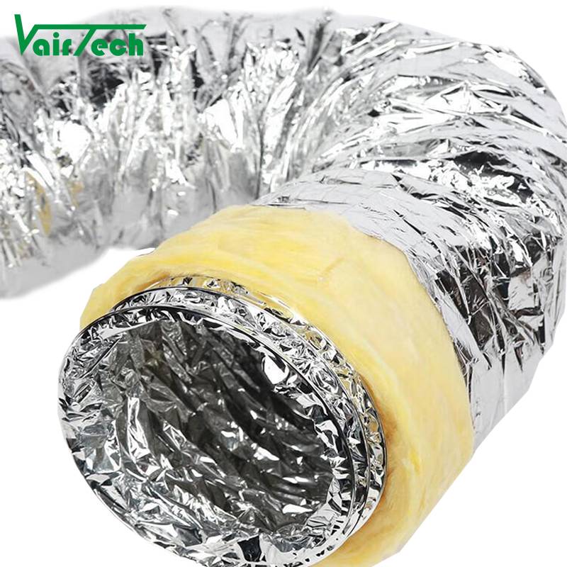 Insulated Flexible Duct Aluminium Foil Fiberglass Fireproof Duct