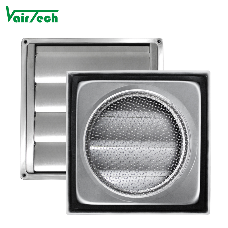 Stainless Steel Louver Vent Cover with Gravity Flaps Rainproof HVAC Exhaust Hood for Outdoor Air Conditioning & Ventilation