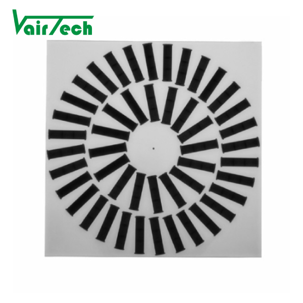 Air Conditioning Square Fixed Blades Swirl Type Air Supply Ceiling Air Diffusers with Plenum Box