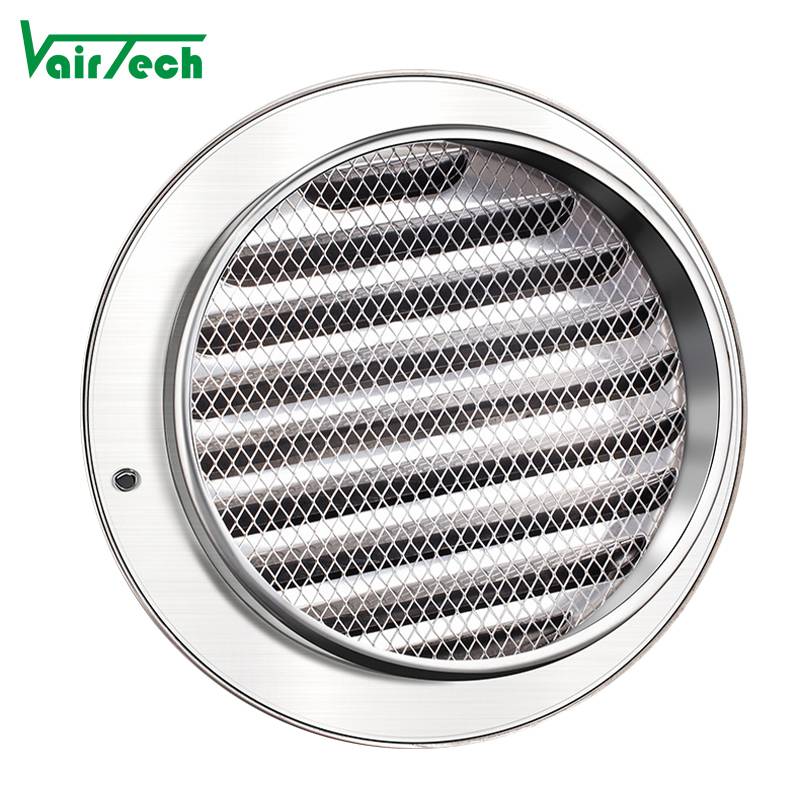 304/201 Stainless Steel Air Vent Cap Glossy Silver Waterproof Outlet Metal Air Vent Cover for Kitchen With Net