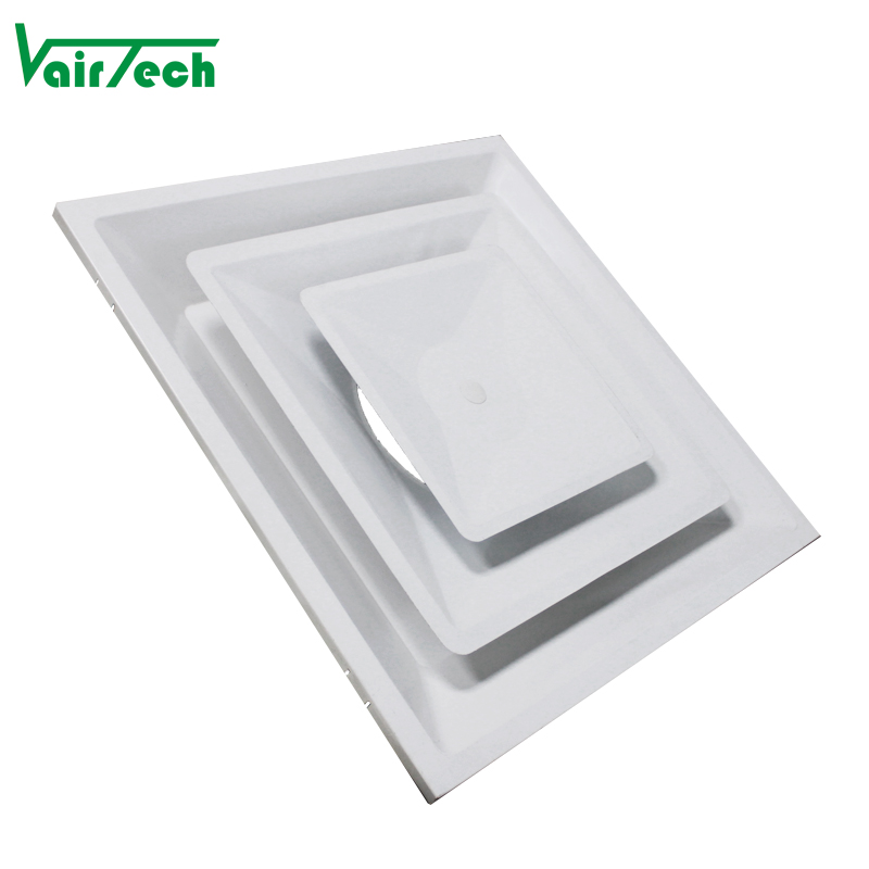 Hvac System American 2 Cone Metal Square Air Diffuser Customized 4 Way Ceiling Diffuser