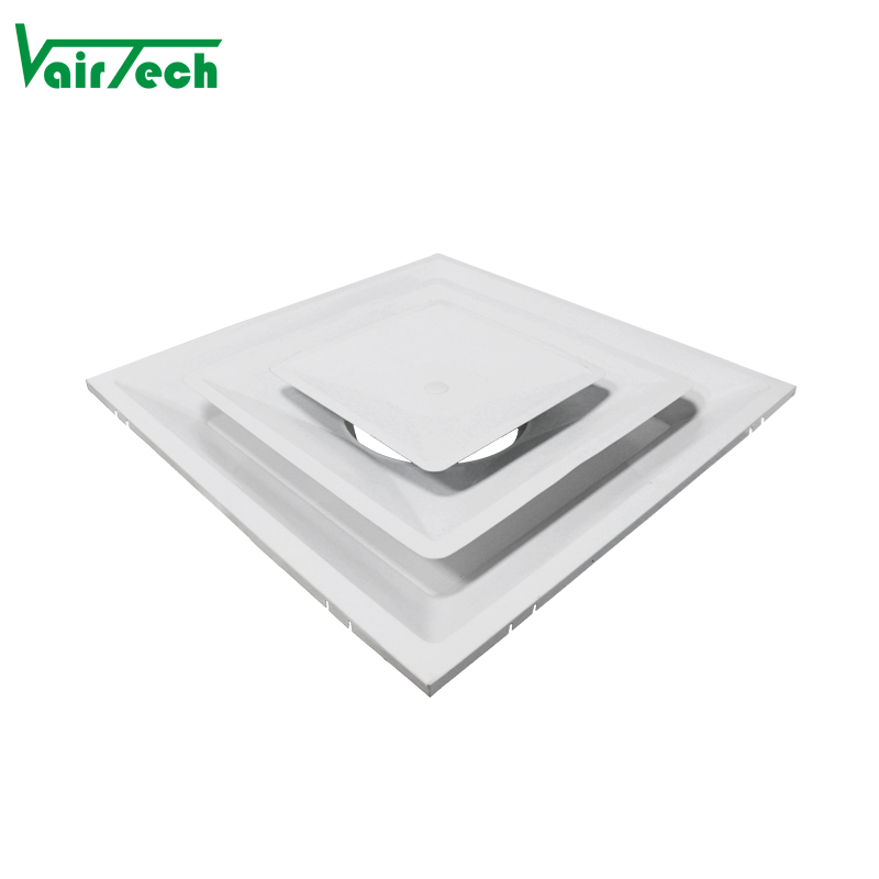 Hvac System American 2 Cone Metal Square Air Diffuser Customized 4 Way Ceiling Diffuser