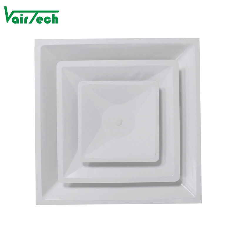 Hvac System American 2 Cone Metal Square Air Diffuser Customized 4 Way Ceiling Diffuser