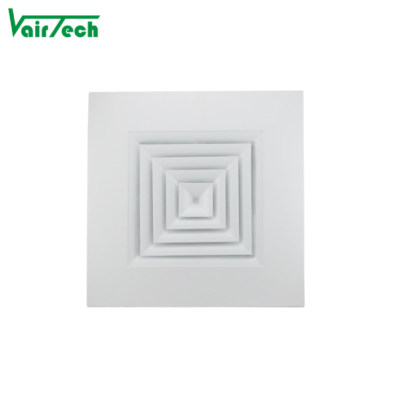 Large Side Hvac Supply Air Diffuser Aluminum Ventilation Wall Decoration 4-Way Square Diffuser Width Type Ceiling Air Diffuser