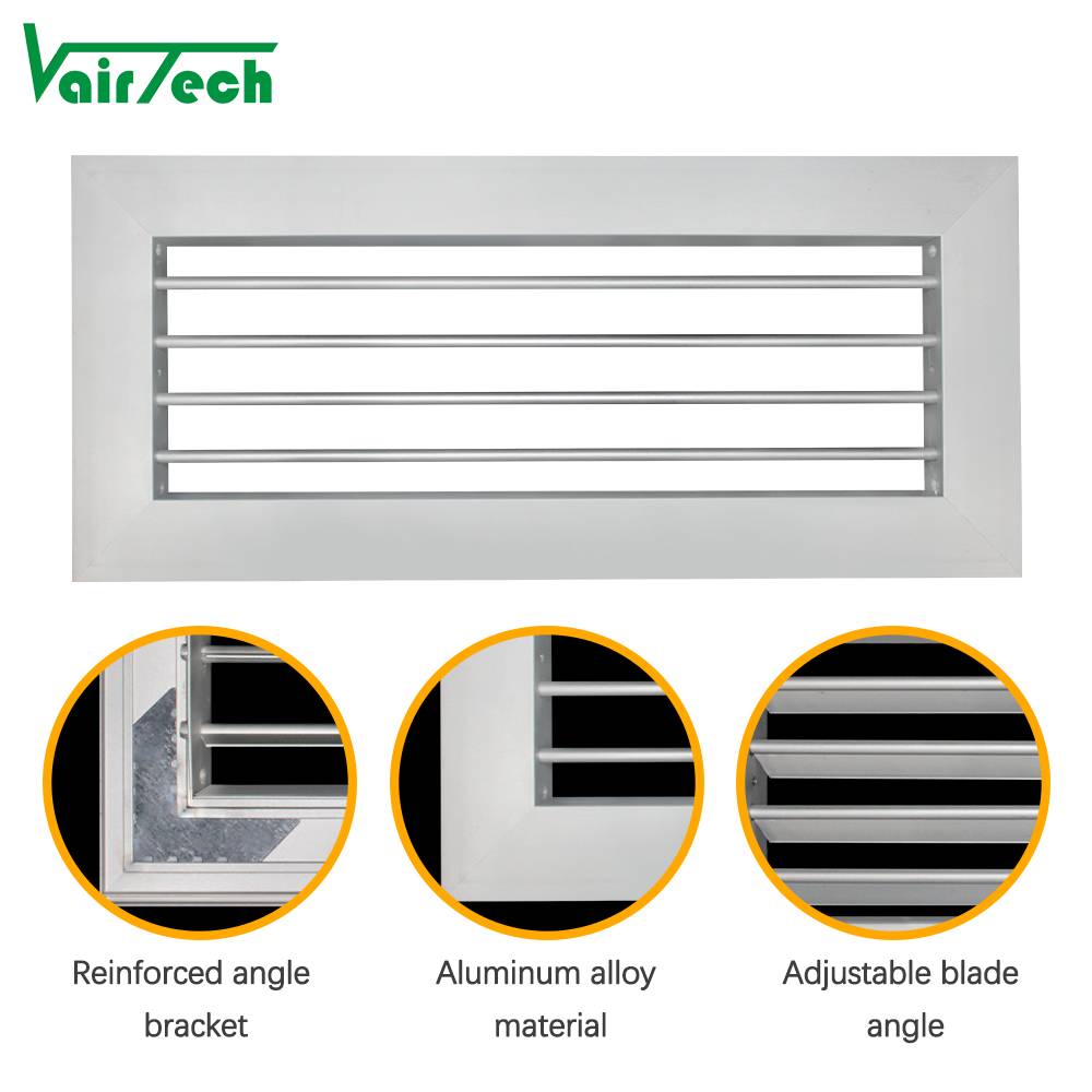 Customized Single Deflection Grille Adjustable Blade Return Air Grille Aluminum Ventilation Grille for Hvac System
