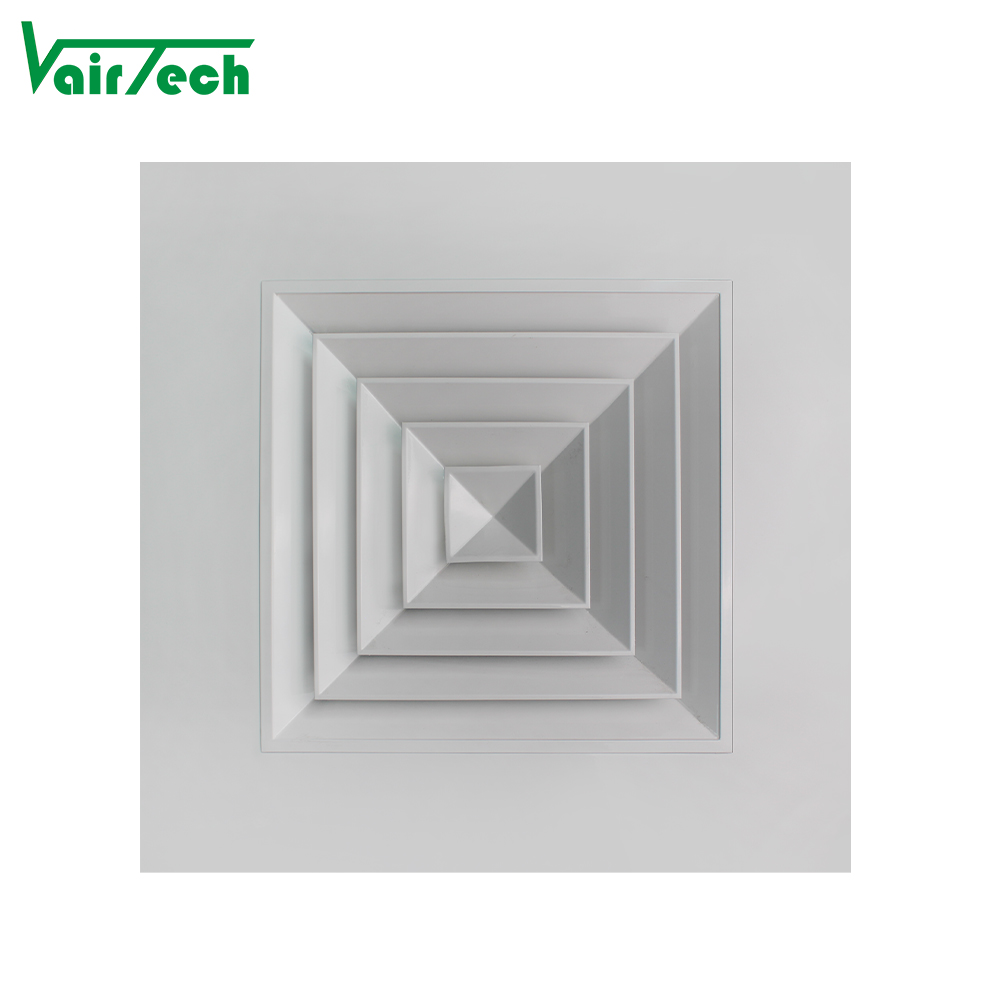 Panel Square Diffuser Detachable Core Ceiling Air Diffuser 4 Way Air Supply Louver