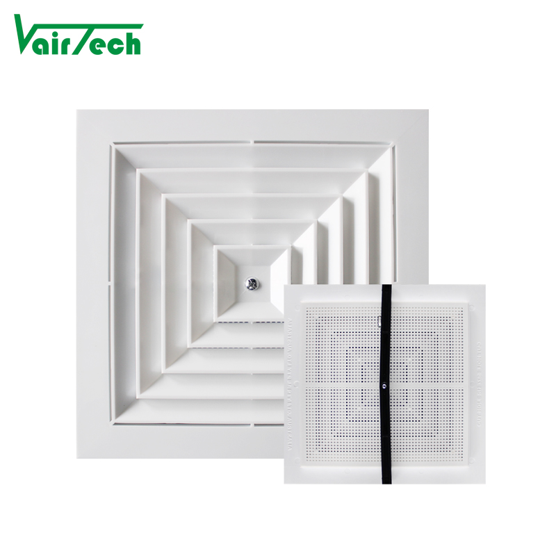 Modern Design White ABS Square Diffuser Four-Sided Air Outlet Shutter for Central Air Conditioner Anti-condensation & Anti-drip